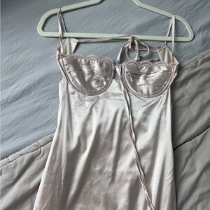 Elegant Pinky Cream Satin Dress  - MINIMLA (Laura Lee’s closed down brand)